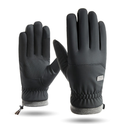 Men's Winter Gloves, Fleece-Lined, Waterproof, for Motorcycle and Electric Bike Riding, Touchscreen-Compatible, Thickened for Delivery Riders