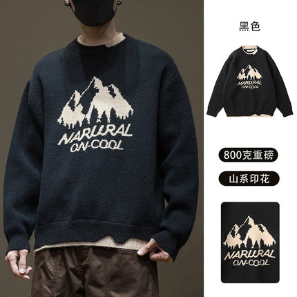 Winter Casual Sweater Men's Thickened 2024 New Tooling plus size Plus Fat Enlarge Inner Sweater Tide