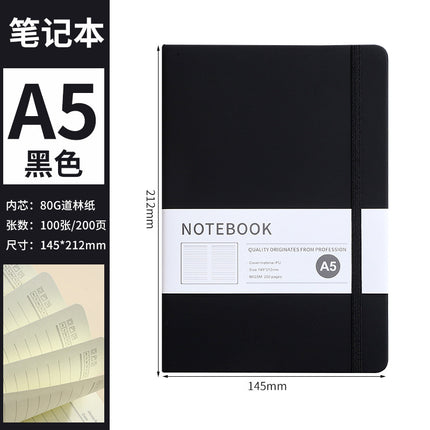 A5 imitation leather strap notebook cross-border in stock business office hard leather notebook elastic band notepad can be customized