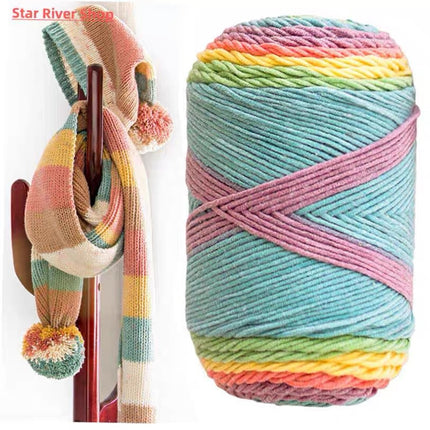 5 Strands of Rainbow Cotton Wool Cake Handmade DIY Knitted Doll Pillow Blanket Colorful Dot Yarn Milk Cotton Thread Ball Wholesale