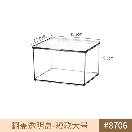 Storage Box PET Transparent Acrylic Rectangular Cosmetic Station Snack Kitchen Sundries Storage Box with Lid