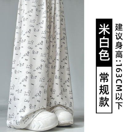 Ice Silk Wide-Leg Dog Pants for Women Summer 2025 New Style Loose Straight Student Casual Sun Protection Cool Pants for Women