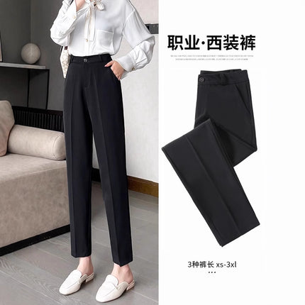 Black Suit Pants for Women, Spring and Summer, Cropped Length, 2025 New Style, Petite, Casual Straight-Leg Pants, Drapey, Professional Cigarette Pants