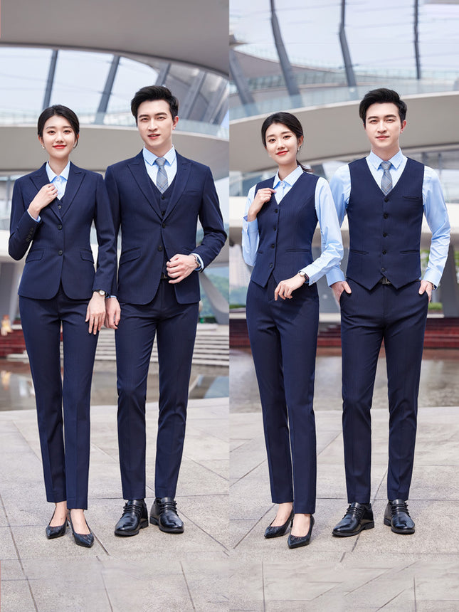 Black Business Suit Men's Office White Collar Interview Dress Bank Staff Work Clothes Business Suit