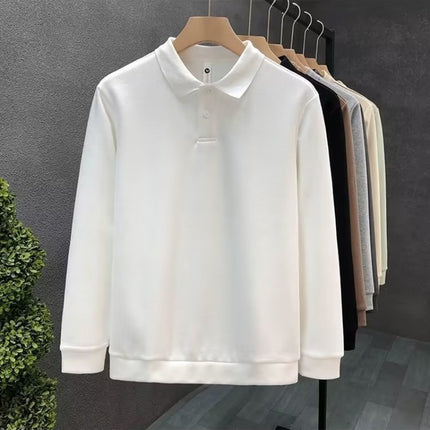 White Long-sleeved Polo Shirt Men's Fashion Brand European 2023 New Autumn Jacket Men's Casual Led Long-sleeved T-shirt