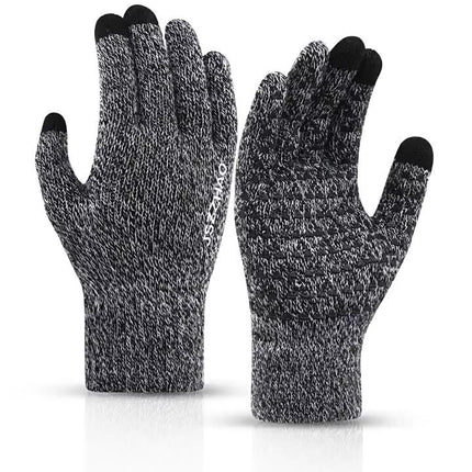 Knitted warm winter thickened brushed non-slip wool plush outdoor riding touch screen wear-resistant breathable windproof gloves