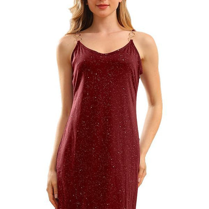 2024 Europe and America Amazon cross-border fashion summer women's hot diamond strap sexy hot girl dress evening dress