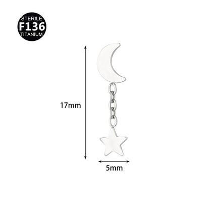 New pendant lip nail 0.9 teeth F136 titanium alloy moon lightning cone lip nail ear bone nail tragus 5A zircon