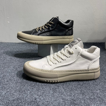 European station men's shoes genuine leather high-top shoes 2024 Four Seasons New breathable casual white shoes trendy all-matching board shoes