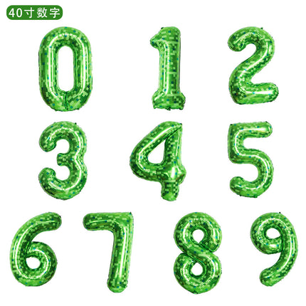40inch Number Balloon Green Plaid Balloon Cross-Border Party Layout Scene Atmosphere Aluminum Film Balloon Numbers