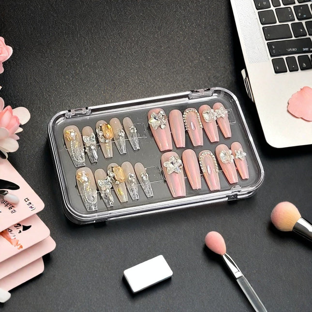T1999 Light Luxury Wearable Nail Storage Box, Acrylic Large-Capacity Portable Transparent Nail Display Box