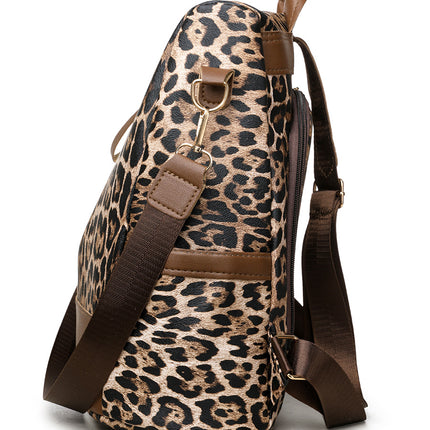 Cross-border New Fashion Simple Leopard Print Backpack Women's Casual All-match Travel Large Capacity Anti-theft Backpack