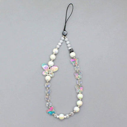 Online popular anti-lost mobile phone chain rainbow mobile phone chain same enamel beads DIY mobile phone lanyard factory direct sales
