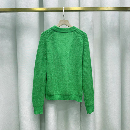 2023 CCTV Spring Festival Gala Qin Lan Same Clothes Green V-Neck Knitted Sweater Cardigan Jacket Women's Autumn and Winter Jacket