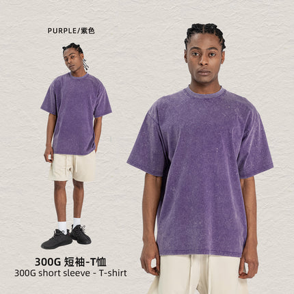 Cai Xiang Island Men's Clothing | Summer Retro Tops Unisex Short Sleeve Large Size Loose Drop Shoulder Casual Washed T-Shirt for Men