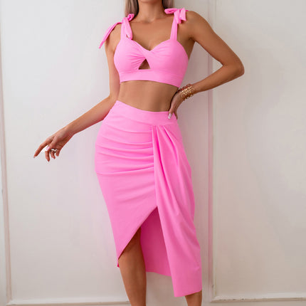 New European and American Amazon Nylon Swimsuit Women's Three-Piece Set Manufacturer Bikini Swimwear in Stock Wholesale Bikini