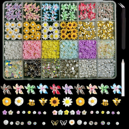 24 grid cartoon nail accessories mix cute cookies donuts candy nail accessories diy handmade material box