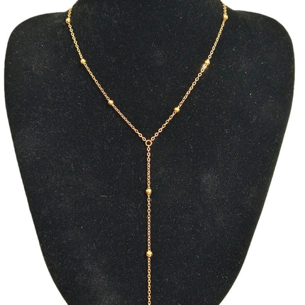 Europe and the United States cross-border hot-selling simple retro fashion women's short tassel clavicle chain gold-plated copper bead chain Y-shaped necklace