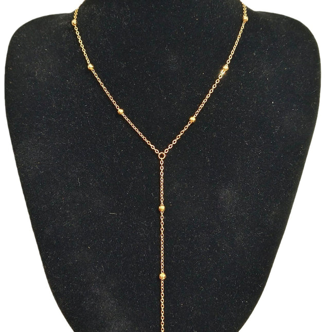 Europe and the United States cross-border hot-selling simple retro fashion women's short tassel clavicle chain gold-plated copper bead chain Y-shaped necklace
