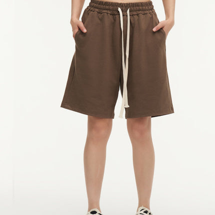 450g heavy cotton jersey elastic casual shorts solid color basic pants loose men's sports pants
