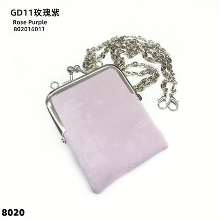 Satin Single Piece Mini Genuine Leather Coin Purse Lipstick Small Bag Buckle Storage Bag Open Buckle Crossbody Headset Bag
