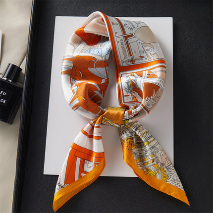 100% Mulberry Silk Silk Scarf 65x 65 Medium Square Scarf Women's Spring and Autumn Matching Shirt Neck Protection Scarf Decorative Thin