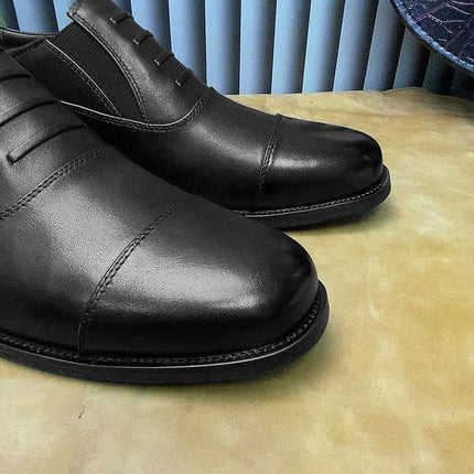 Formal Business Leather Shoes for Men, Soft-Soled Three-Joint Men's Black Interview Security Shoes, Work Military Shoes with Rubber Soles