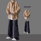 Khaki jacket + black jeans two-piece set high quality / M