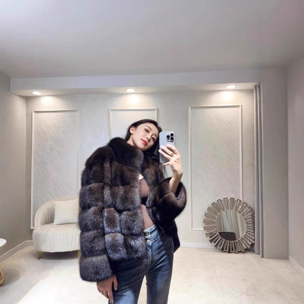 Purple Mink Stand-Up Collar Fur Coat for Women 2025 New Style Loose Slimming Faux Fur Spring Warm Short Coat Fox Fur