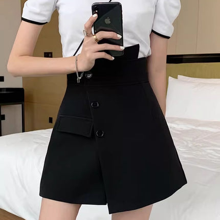 Women's Half-Length Culottes 2024 Spring New Design Asymmetrical A-Line Hip-Covering Slimming Look Short Skirt Elegant Hip-Covering Pants