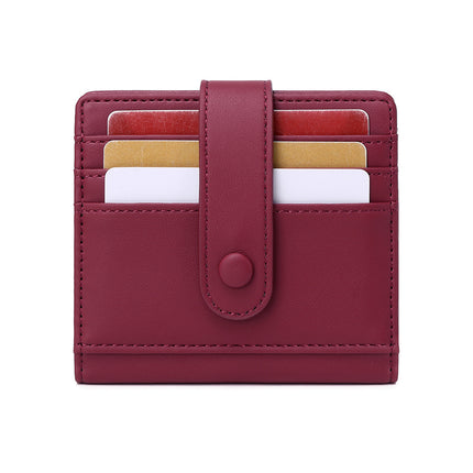 Compact and Portable Rfid Anti-Theft Brush Women's Short Wallet 2024 New Pure Color Pu Leather Buckle Card Holder Coin Purse