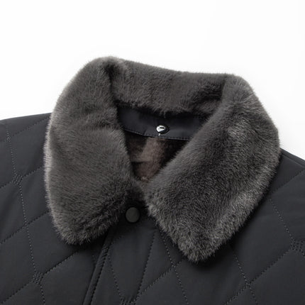Middle-aged and Elderly Men's Flip Collar Mulberry Silk Coat Autumn and Winter Loose Small Thin Cotton Dad's Casual Loose Coat