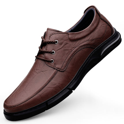 2024 spring new men's casual leather shoes first layer cowhide British lace-up business leather shoes soft leather office leather shoes