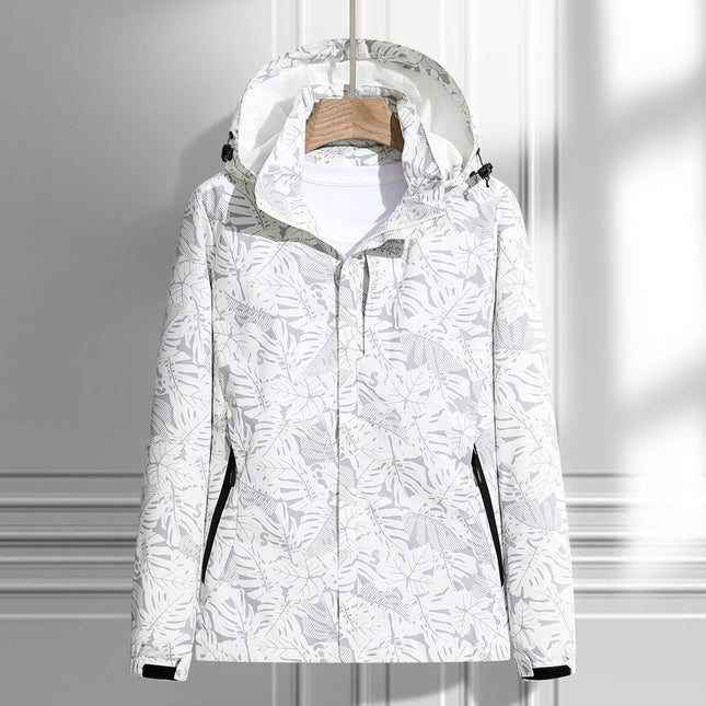 Printed Jacket Thin Windproof and Waterproof Jacket Outdoor Mountaineering Suit Spring and Autumn Couple's 6266 Maple Leaf Jacket