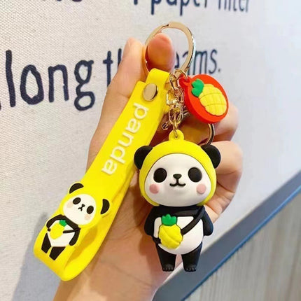 Explosive Internet Celebrity National Tide Panda Cute Doll Key Chain Silicone Car Couple Key Pendant Cartoon Bag Hanging