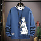 Round neck sweatshirt kitten blue / (s size) weight 70-85