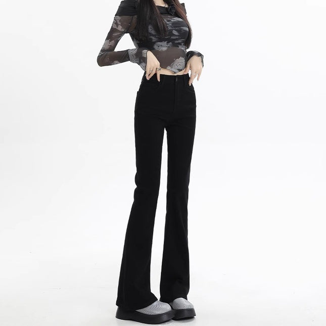 fleece-lined Thickened Black Skinny Jeans Women's Winter Trendy All-match New High Waist Slim Slim Fit Trousers