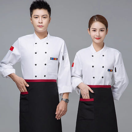 Chef Work Clothes Short-Sleeved Wholesale Men's Kitchen Hotel Catering Foreign Trade Restaurant Printable Embroidered Chef Uniform Long-Sleeved Suit