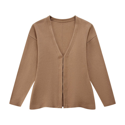 Cross-Border European and American Clothing Aliexpress Ins Popular Women's Clothing Simple Loose Knitted Jacket Mini Skirt Suit