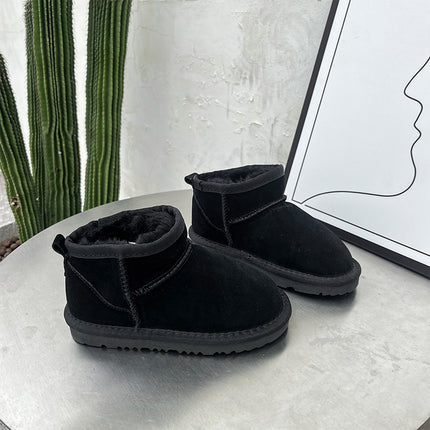 Zhou Dongyu Thickened Wool Snow Boots Cowhide Parent-Child Warm Cotton Shoes Anti-Slip Couple's Northeast Short Boots
