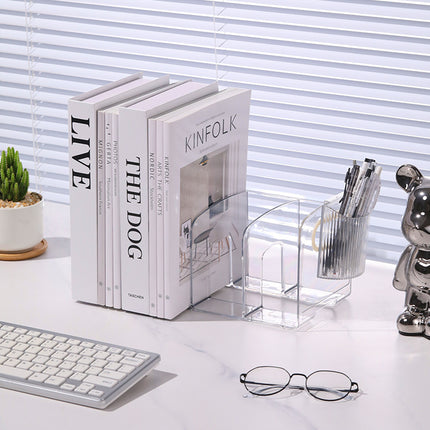 Transparent Desktop File Storage Rack Bookshelf Book Stand Table Rack Office Acrylic A4 Paper Finishing Box