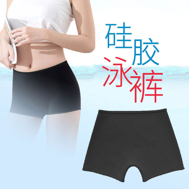 New Women's Silicone Swimming Trunks Summer Menstrual Swimming Waterproof Leak-proof Pants Silicone Stretch Boxer Briefs