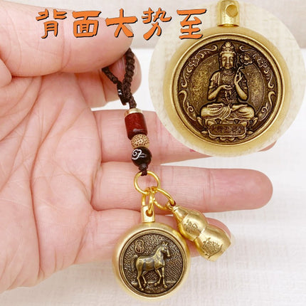 A generation of 12 zodiac Buddha patron saint turn key chain pendant fortune into the eight patron saint of treasure gourd