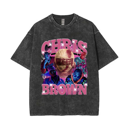 Vintage Washed Chris Brown Pop Music Album Cover Graphic t Shirt