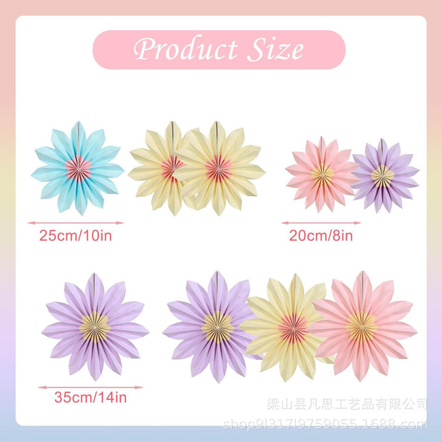 New Color Sunflower Paper Fan Flower Decoration Colorful Party Decoration Spring Decoration Back-To-School Ornaments Birthday Wedding