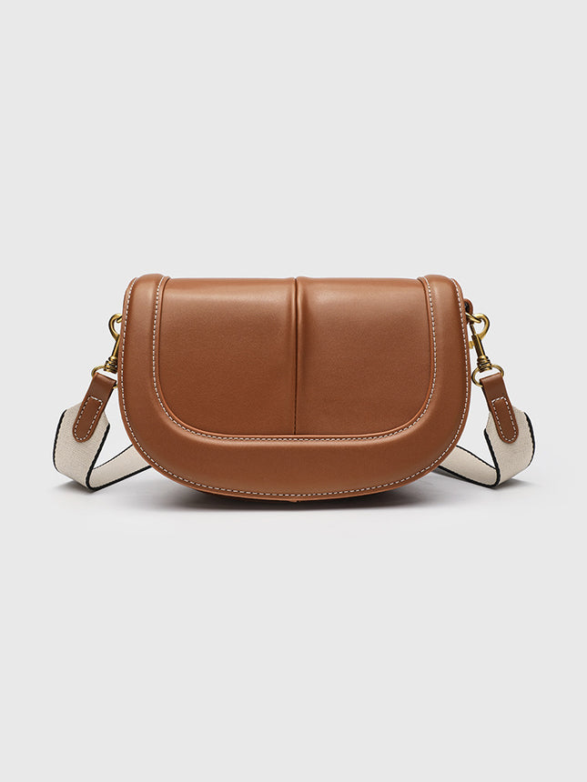 Za Women's Bag 2025 Spring New Saddle Bag Magnetic Buckle Flip Shoulder Crossbody Bag Versatile Wide Shoulder Strap Work Clothing