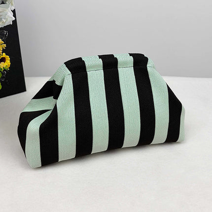 Cross-Border Dropshipping Knitted Bag Striped Clutch Bag for Women Fly-Knit Cloud Versatile Stylish Portable Makeup Bag Large Capacity