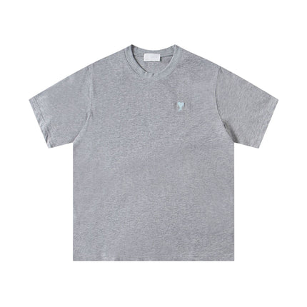 Cross-Border Am* Short-Sleeved Pure Cotton Embroidered Round Neck T-Shirt Summer Casual Loose Couple Wear Star Same Style Drop Shipping