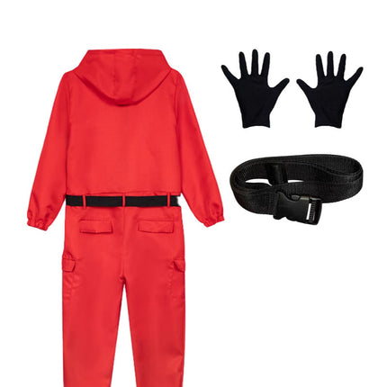 Halloween European and American Red Zipper Jacket Crock Pants suit Casual Jumpsuit Solid Color Work Uniform Performance Clothes