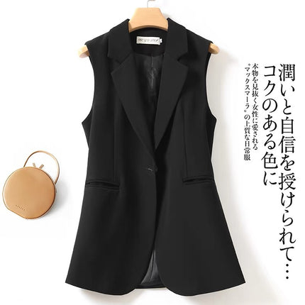 Back Split creamy-white Suit Vest Women's Spring and Autumn New Korean Style Design Sense Sleeveless Outer Wearing Vest